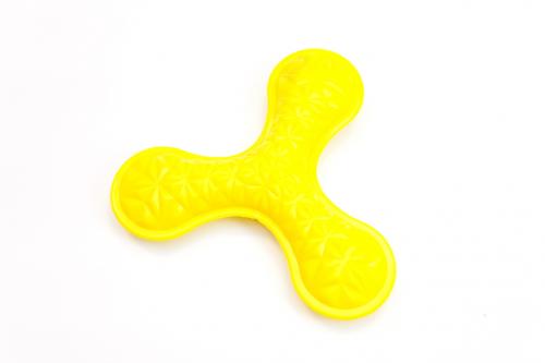 Motivationsspielzeug, Wurf- und Zerrspielzeug, Boomerang, gelb