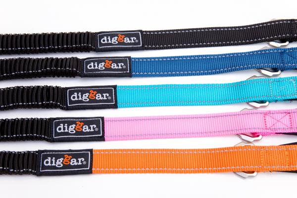 DIGGAR® SOFT & SAFE Führleine, Reflektierende Nähte sorgen für gute  Sichtbarkeit bei Dämmerung und Dunkelheit, weiche Neopren-Polsterung   - Waschbar   - mit Ruckdämpfer in 5 Farben und 3 Größen